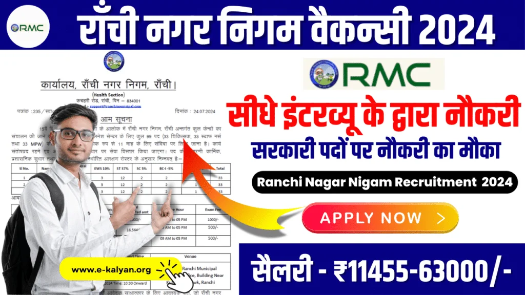 Ranchi Nagar Nigam Vacancy 2024