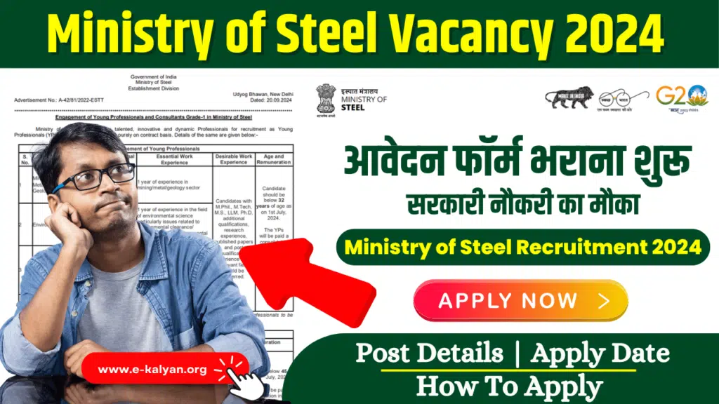 Ministry of Steel Vacancy 2024