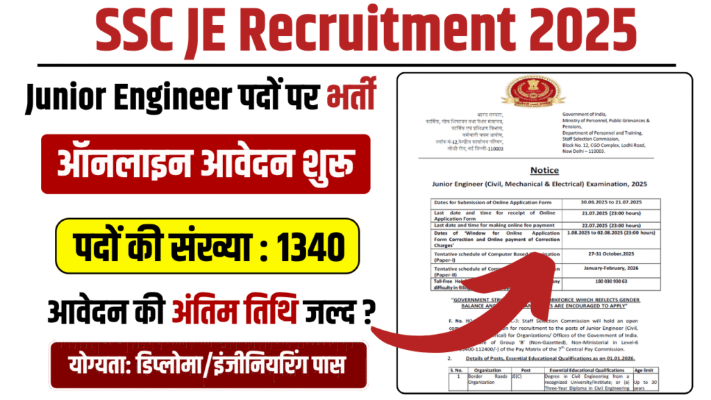 SSC Junior Engineer Recruitment 2025