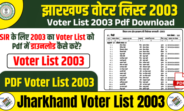 Jharkhand Voter List 2003 Download