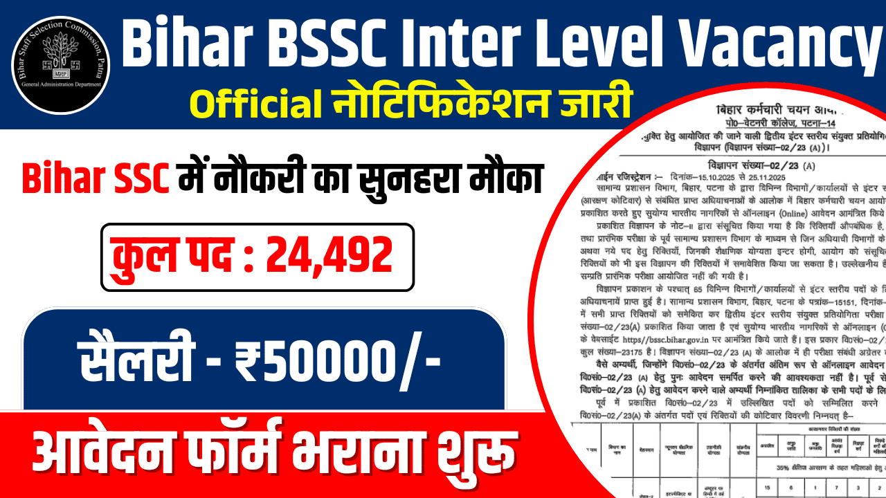 Bihar BSSC Inter Level Recruitment 2025