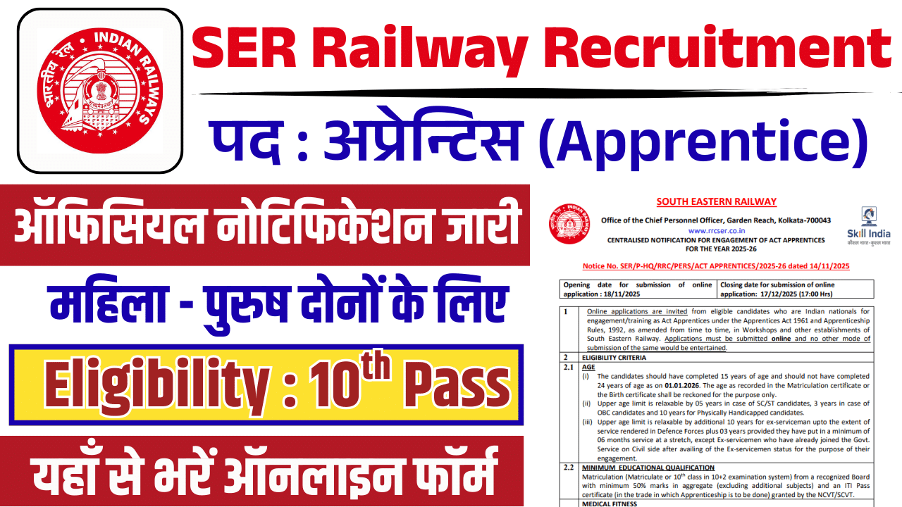SER Railway Recruitment 2025
SER Railway Vacancy 2025